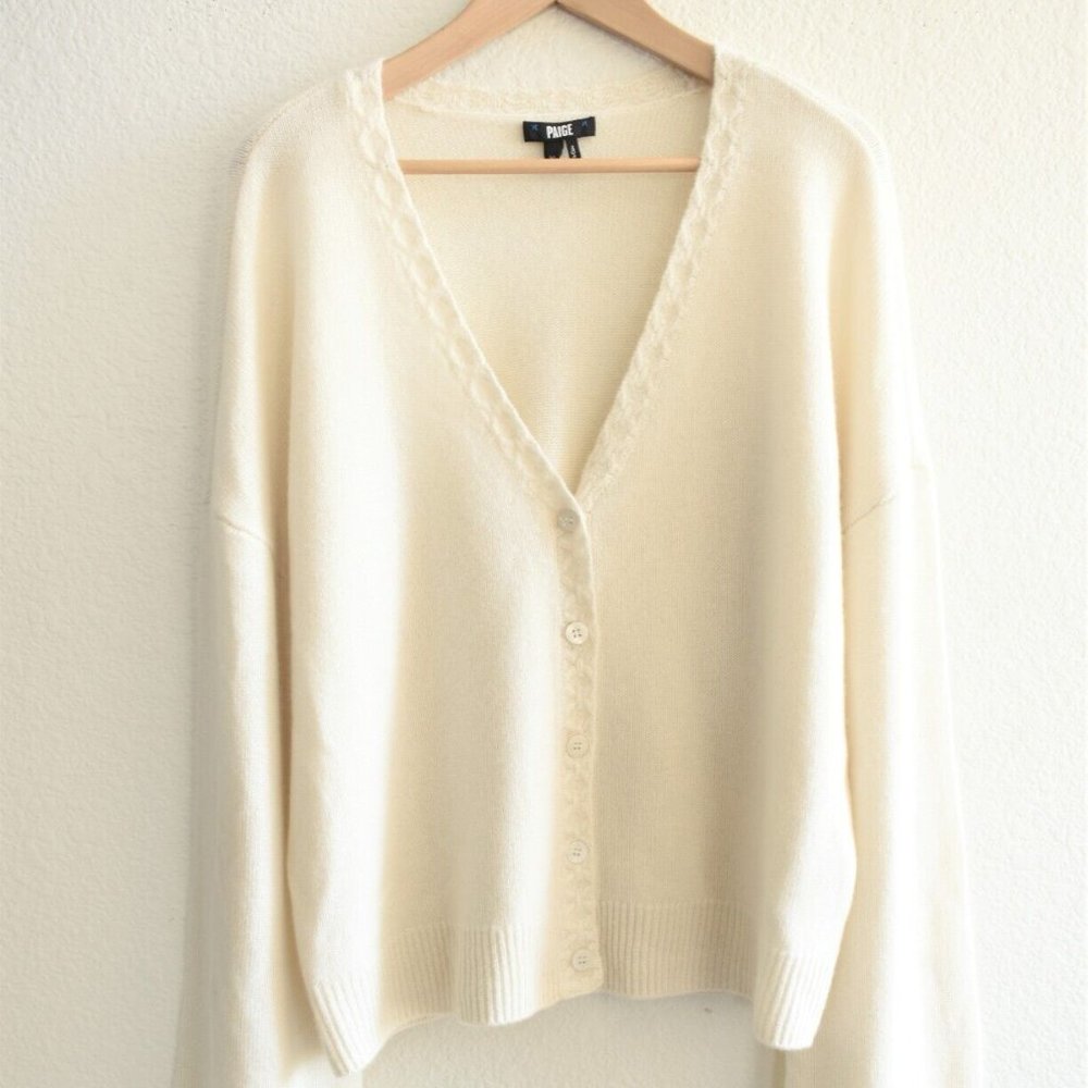 UNWORN Paige Lysethia Cashmere Sweater Cardigan In Ivory